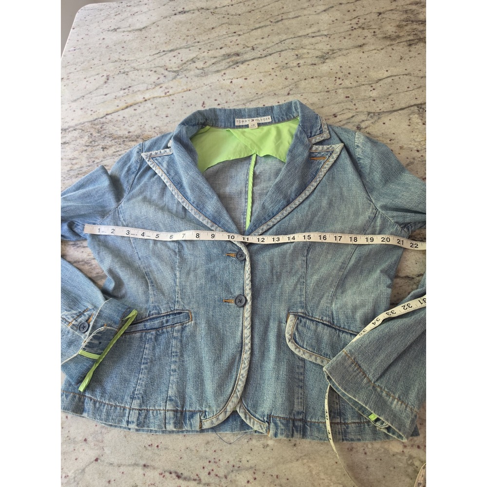 Vintage y2k Tommy Hilfiger light denim blazer womens large